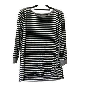 Talbots EUC size M UPF 50 classic black/white stripe nautical 3/4 sleeve top
